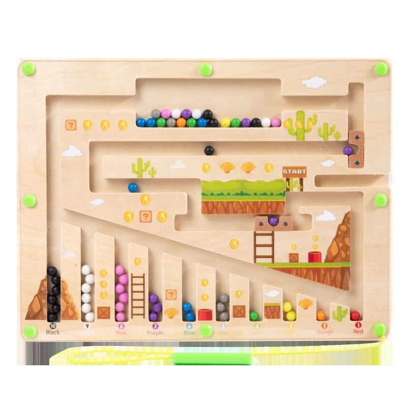 Wooden magnetic maze puzzles