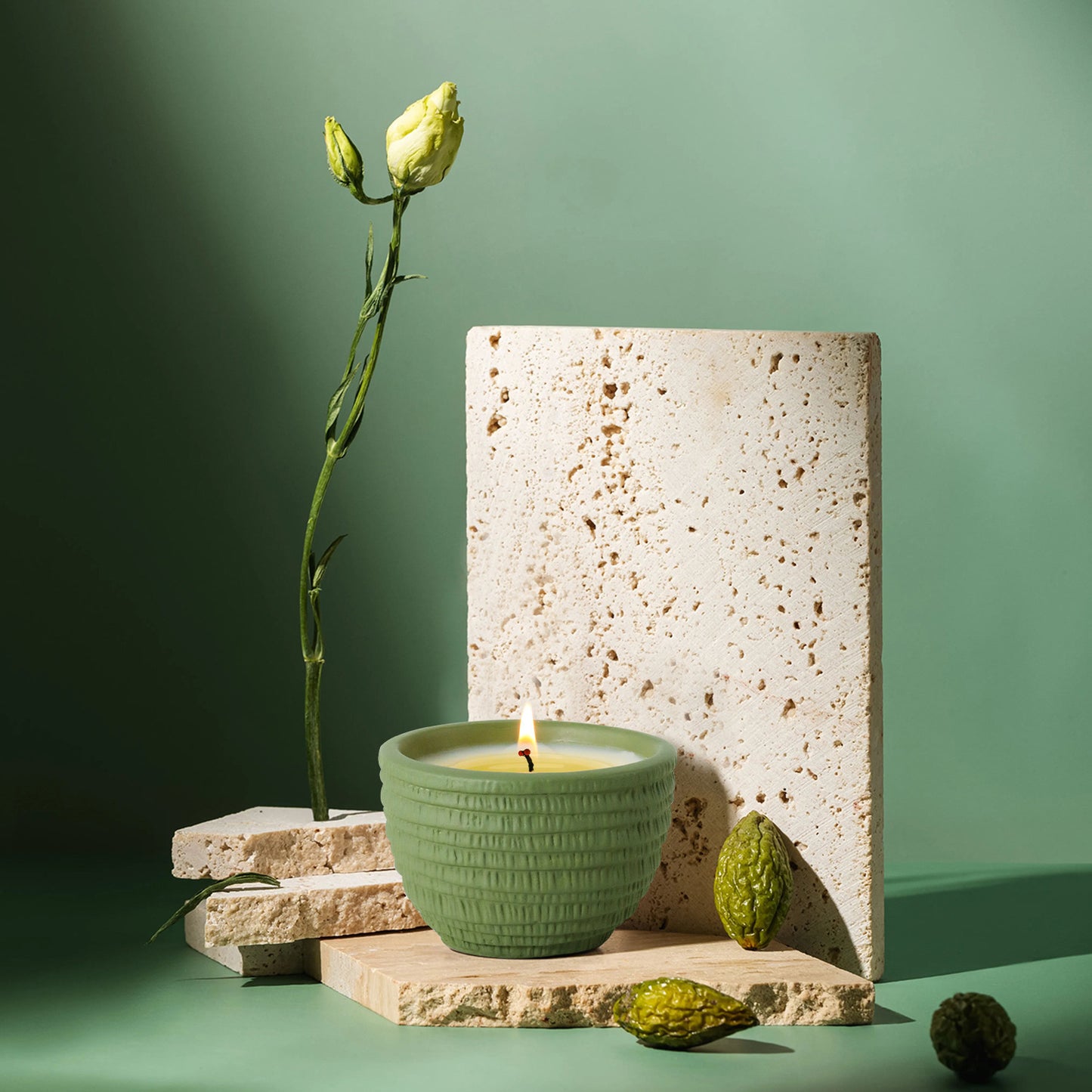 Scented soy candle for home aromatherapy