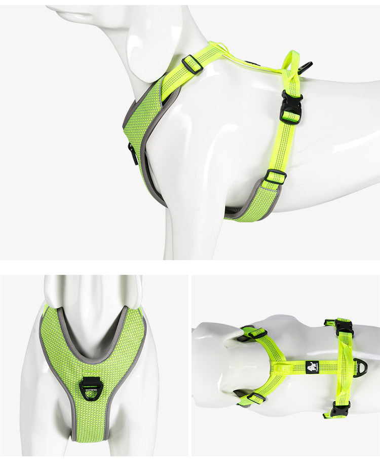 Dog chest strap with reflex