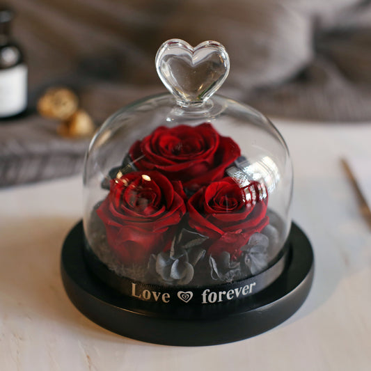 Valentine's Day immortal flowers in glass cover