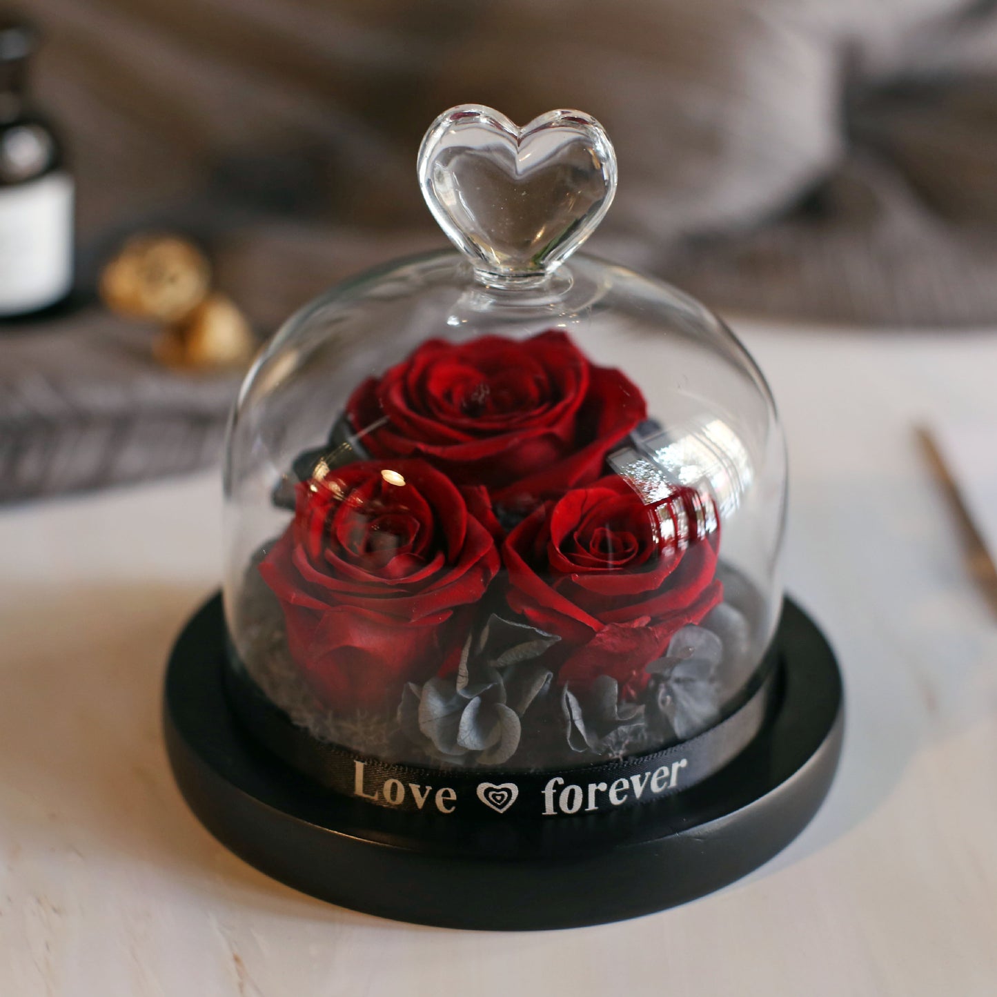 Valentine's Day immortal flowers in glass cover