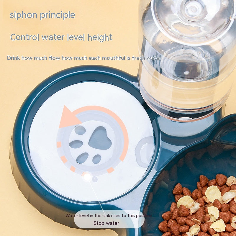 Water dispenser with food bowls for pets