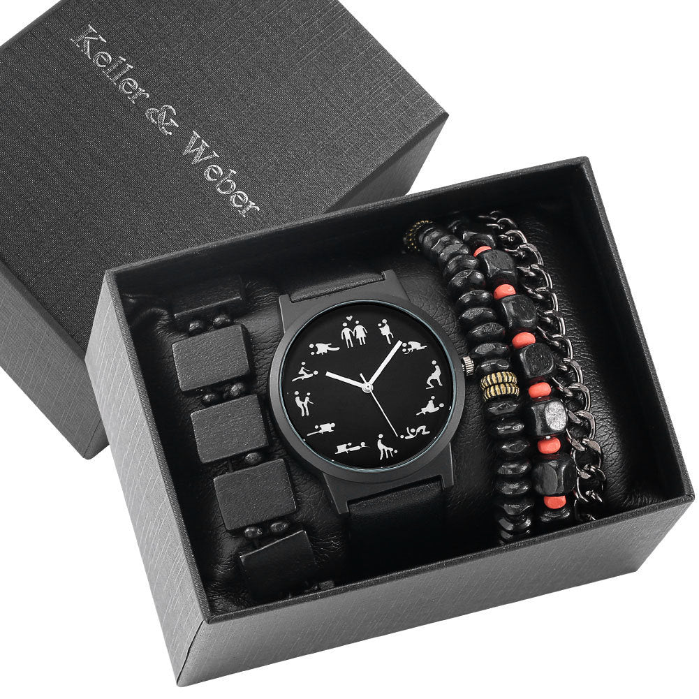 Masculine gift set watch and bracelet