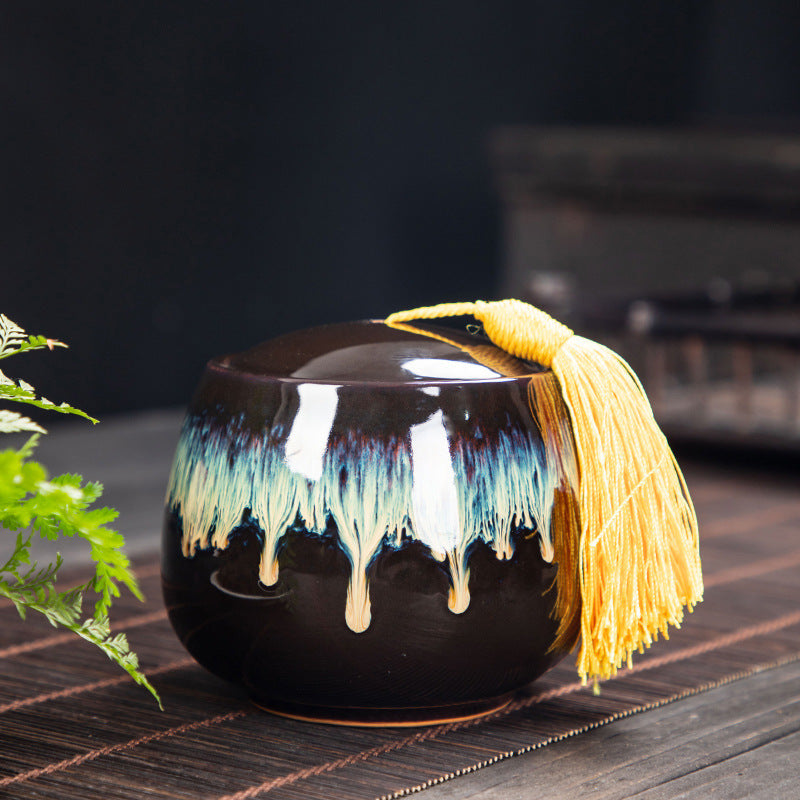 Handmade ceramic tea storage jar
