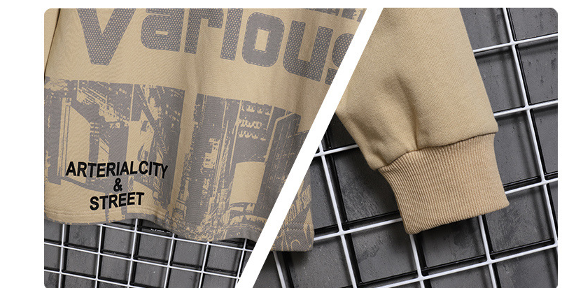 Nuwe Langmou Hoodie Mans City Print Leisure