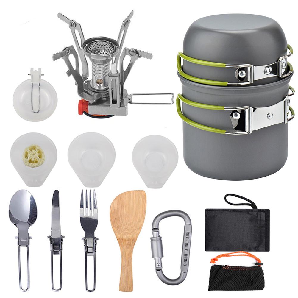 Portable camping cooker stove sets