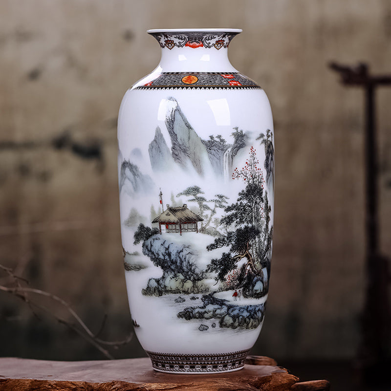 Hand painted Asian porcelain vase