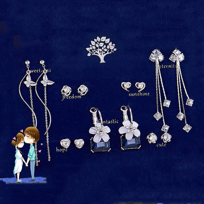 Real silver 925 earring gift box set