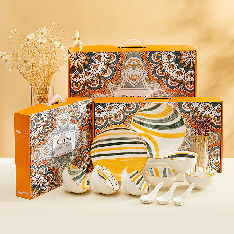 Bohemian style ceramic dinnerware set