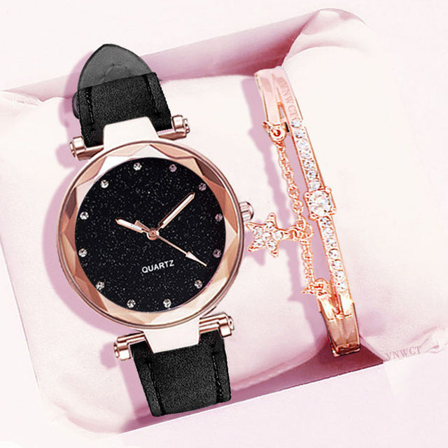 Ladies watch and bracelet gift set