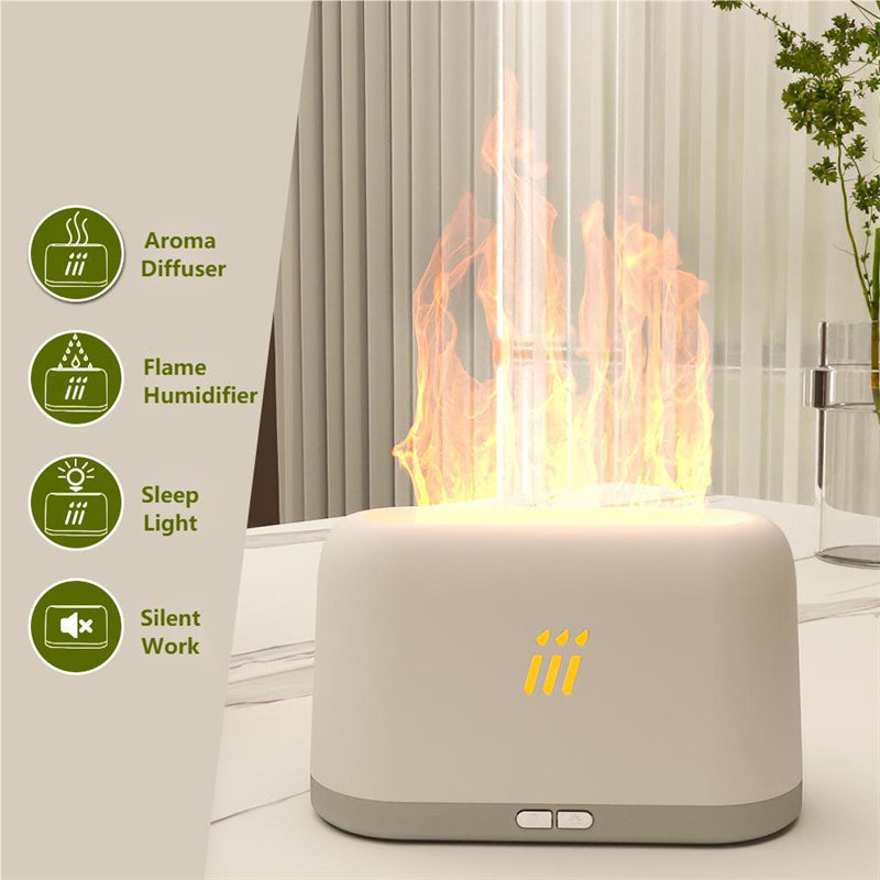 Air humidifier with flame aroma