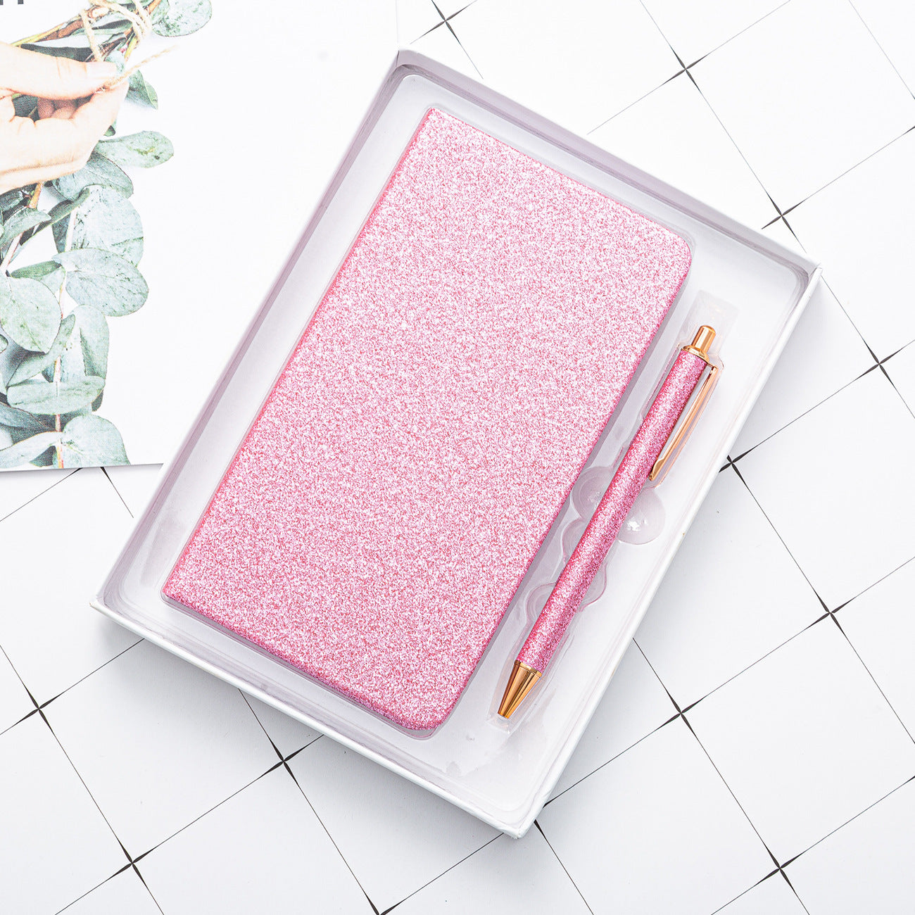 Glitter notebook and pen set