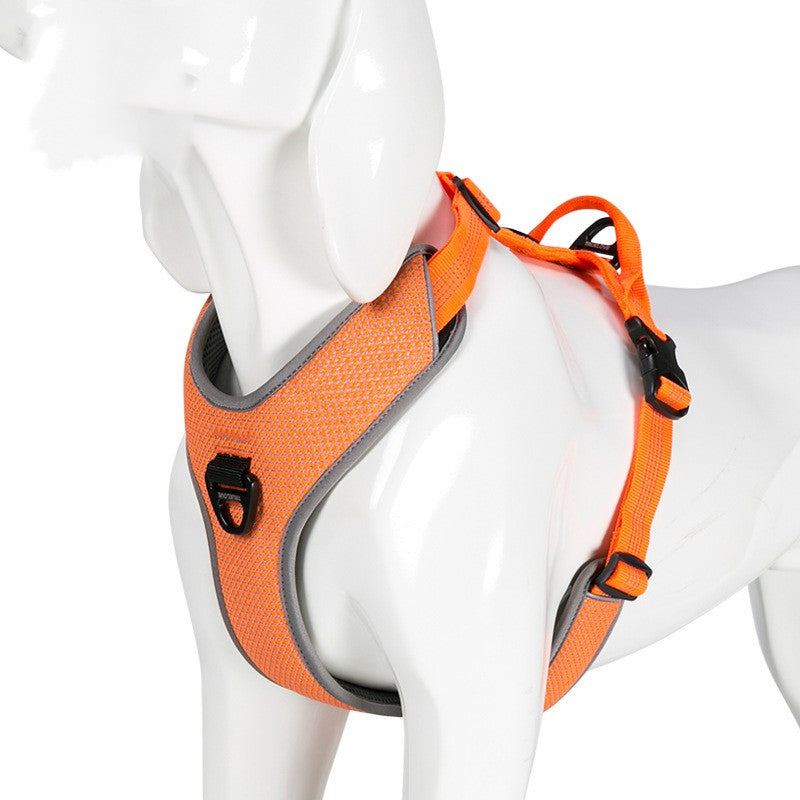 Dog chest strap with reflex