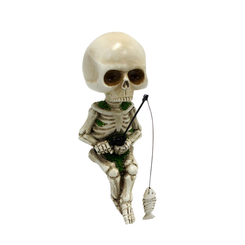 Fishing skeleton figure decoration