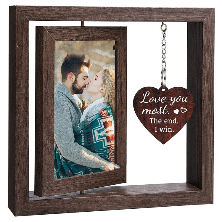 Wooden love photo frame with heart