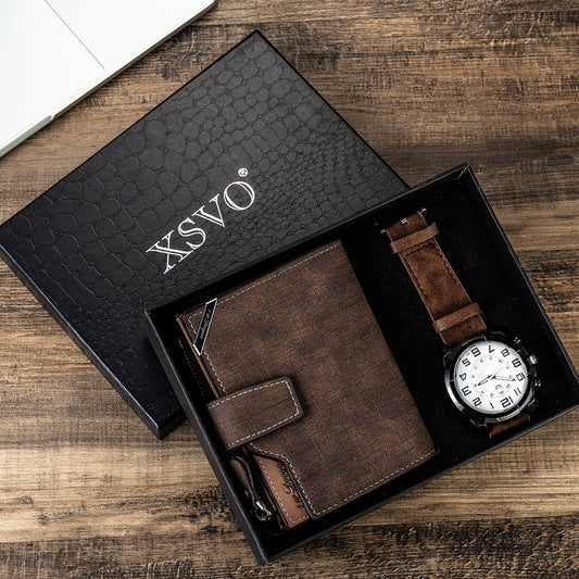 Vintage watch and wallet set for men