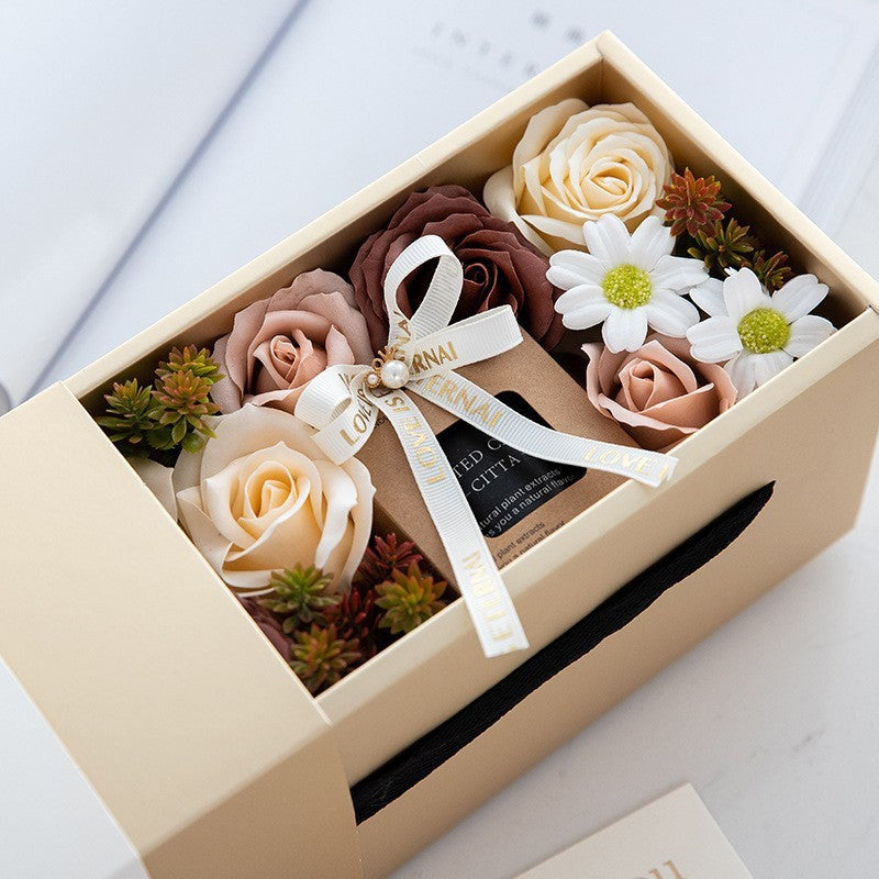 Romantic scented candle flower gift box