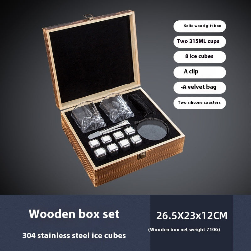 Stainless steel whiskey stones and glasses gift set